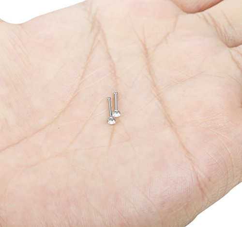 Jstyle 60Pcs Hypoallergenic Nose Rings Studs for Women Men 22G Piercing Pin | 316L Stainless Steel Straight Nose Studs, Small Sparkly CZ Piercing Jewelry for Sensitive Skin, 7MM Post, 1.5/2.0/2.5MM CZ - size: 2.5 mm