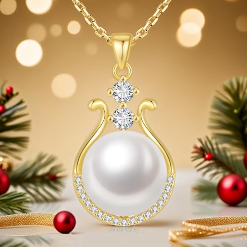 Pearl Necklace for Women, 11-11.5mm Single Freshwater Cultured Pearl Pendant, 18K Gold Plated 925 Sterling Silver Jewelry, Genuine Premium AAA Top Grade Real Pearl, Anniversary Christmas Birthday Gifts for Women Mom Wife - color: Gold