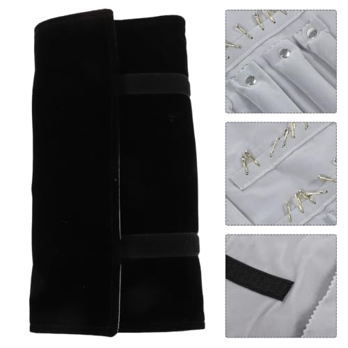 Vaguelly Velvet with Structure and Rollup Roll Multiple Compartments Independent Jewelry Organizer Portable Bag for Necklaces Earrings Travel for Business Trips and Weekend