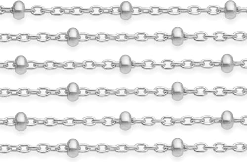 Adabele 304 Surgical Stainless Steel Satellite Bead Station Chain Necklace Cable/Curb 18 20 22 Inch Non Tarnish Waterproof Women Jewelry - size: 20 Inch - 2pcs, style: 1.7mm cable chain