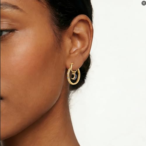 Parmuz 925 Sterling Silver Earrings Hoops for Women Ladies Simple Lightweight Twisted Medium Hoop Earrings With Cubic Zirconia Hypoallergenic Jewelry for Her - color: Gold 5