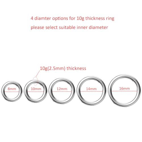 4G/6G/8G/10G/12G/14G/16G/18G/20G Hypoallergenic Nose Hoop Rings Steel Hinged Clicker Segment Gold/Rose Gold/Black/Pink Color - style: 1pc: 10g×14mm Silver-tone