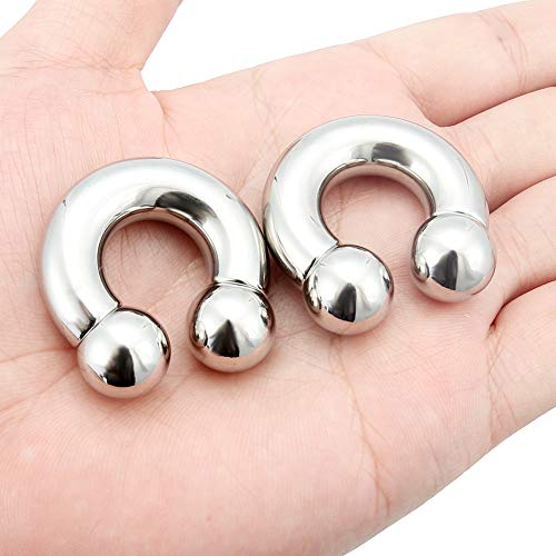 2Pcs PA Ring Horseshoe Circular Barbell 316L Surgical Steel Internally Threaded 00G 0G 2G 4G 6G 8G 10G Pierced Body Jewelry for Women 12mm 16mm 19mm - style: 1 pair-00G;Inner Dia:16mm