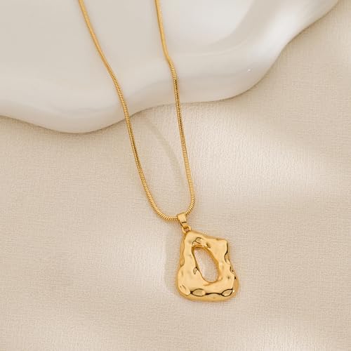 Boho Chunky Gold Statement Necklaces for Women Beach Jewelry Gifts | Versatile Everyday Wear, Pairs with Any Outfit, Ideal Gift for Any Occasion, Easy to Layer, Lightweight, Hypoallergenic - style: Hammered-Gold-A