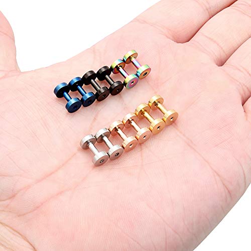 Lcolyoli Screw Fit Ear Gauges Kit Surgical Steel Tunnel Expander Earrings Earlobe Plugs Body Piercing Jewelry Set for Women Men 14G-00G 12 Pieces - style: b: 12Pcs-6 Colors-12G