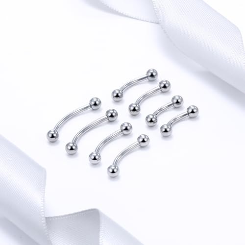 20G 18G 16G 14G 12G 8G 6G 4G 2G Astm F136 Titanium Internal Thread Eyebrow Piercing Jewelry Curved Barbell Vertical Labret Lip Daith Rook Earrings Navel Belly Button Ring Piercing Jewelry - style: 16G, 6mm 8mm 10mm 12mm Length, Ball