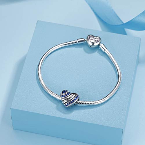 COMORE Birthstone Heart Charms for Charms Bracelet-925 Sterling Silver Love Heart Bead Charms for Bracelets and Necklaces, Birthday Gifts for Women. - style: September