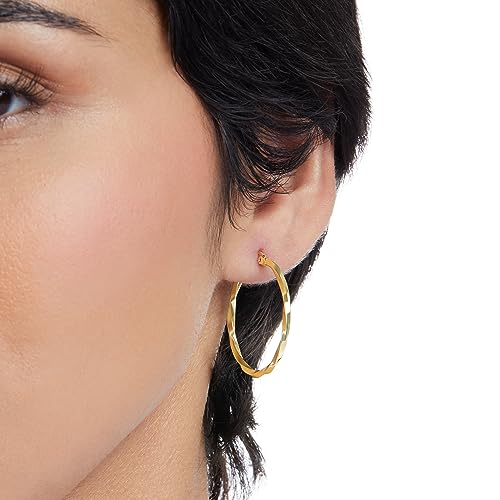 Amazon Essentials Gold Plated and Silver Plated Textured Hoop Sets - color: Yellow Gold, style: Gold Twisted
