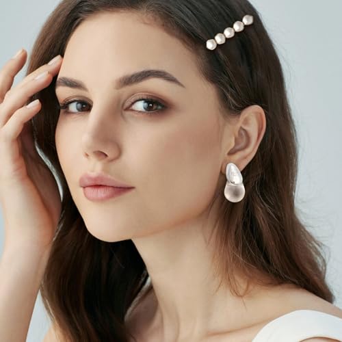 18k Gold Plated Teardrop Earrings, sterling silver post chunky resin and copper drop stud earrings, Hypoallergenic Earrings Jewelry Gift - color: Clear-Silver