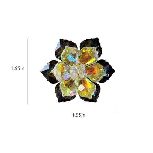 Crystal Flower Brooch Pin for Women Dress Suit Bag Hat Broochs Pins Christmas Brooch Pin Wedding Party Birthday Dance Jewelry Accessories - color: Black+Yellow Crystal Brooch Pin