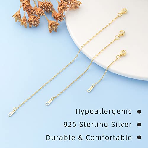 925 Sterling Silver Necklace Extender Gold Necklace Extender Gold Chain Extenders for Necklaces 2", 4", 6" Inches - color: Gold, size: 2 4 6 inch