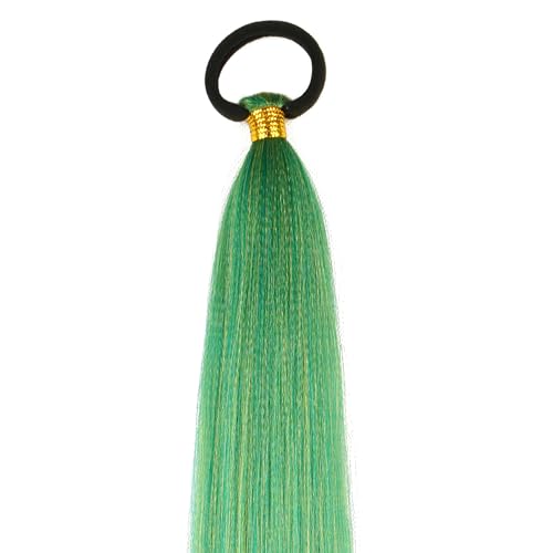 Braided Ponytail Extension 2 Pc Green Yellow Gradient Rave Hair Extensions | Long Braided Ponytail Extension With Hair Tie, Straight Wrap with Braid Ponytail Extension 26 Inch Synthetic Hair Pieces - color: Green Yellow gradient#(Green/Yellow), size: 26 I