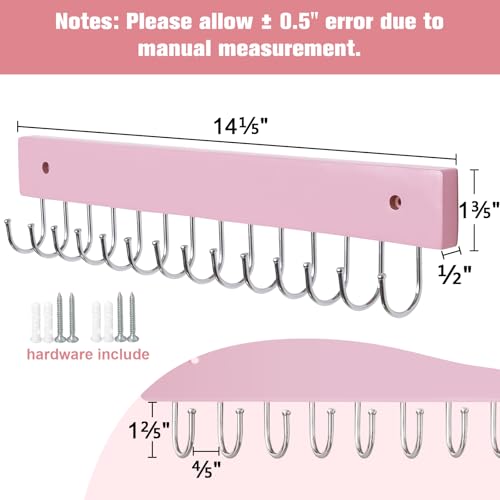 SCUNDA Wall Mounted Necklace Holder, Morden Style Necklace Holder, Tangle Free Wall Jewelry Organizer with 28 Hooks(2 Packs,Pink) - color: Pink