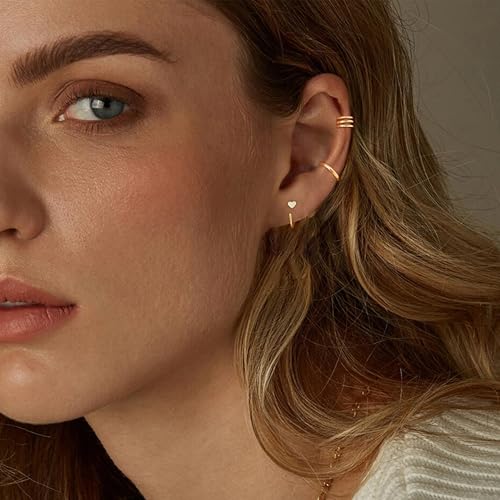 Ear Cuffs Non Piercing Ear Cuff Earrings for Women Gifts Trendy Stuff Clip on Cartilage Earrings Stacks Fake Earrings Jewelry Gifts - color: R: 2pcs silver ear cuff