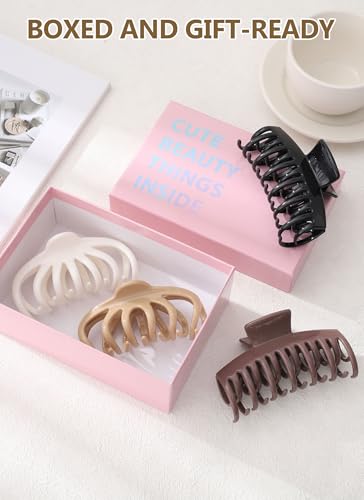 4 Pack Silicone Flexible Hair Claw Clips - Nonslip Large Bendable Soft Claw Clip for Women, Silicone Hair Clips Hair Accessories - color: Beige+Brown+Coffee+Black