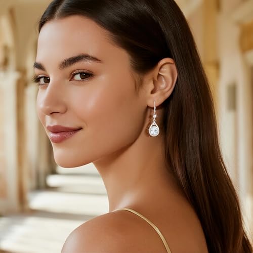 Silver Dangle Double Hoop Earrings For Women Paperclip Link Earring | Drop Small Silver Earrings Square Huggie Paperclip Dangly Hoop Silver Hoops Earrings Jewelry - color: Silver TearDrop