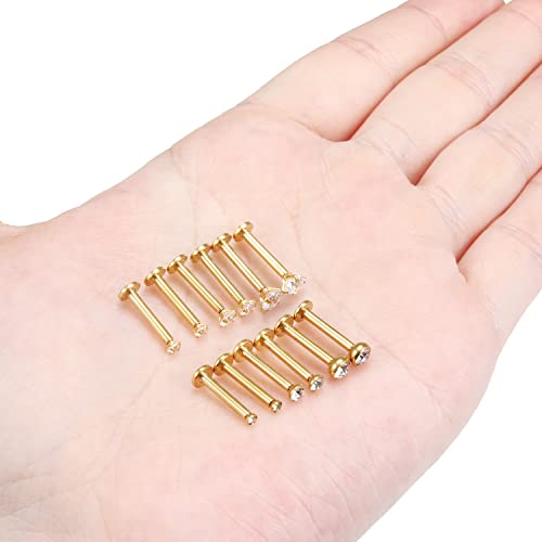14G Lip Rings Stainless Steel Tragus Helix Conch Piercing Jewelry Snake Bite Piercing Monroe Lip Rings Labret Medusa Cartilage Lobe Earrings Piercing Jewelry Cubic Zirconia 2MM 3MM 4MM - color: 10MM-Gold,2mm/3mm/4mm