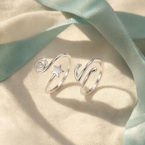 2Pcs Silver Toe Rings for Women Adjustable Open Toe Ring Set Comfort Fit Knot Design Non Tarnish Foot Jewelry Big Toe Rings Set Silver Toe Accessories