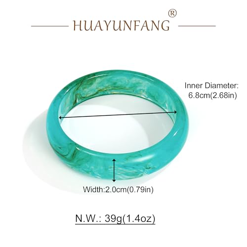 Chunky Acrylic Bangles Bracelets For Women Geometric Acrylic Resin Acetate Mottled Wide Bangle Bracelet Statement Colorful Bangles for Party - color: 03-blue bangle