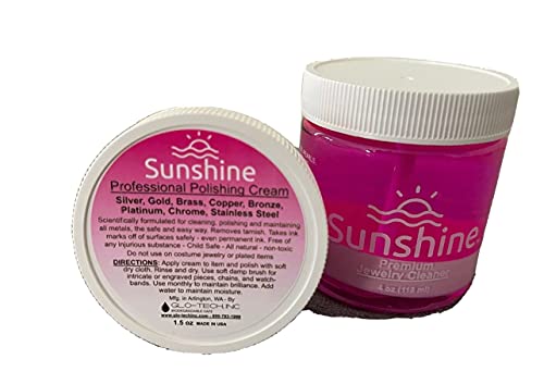 Pink Lady Sunshine Premium Jewelry Cleaner Kit with Metal Polish - Safe Jewelry Cleaner Solution for Diamonds, Gold, Silver, Wedding Rings, Earrings & All Jewelry Pieces - style: Basic Kit