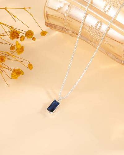 FUNEIA Diamond Necklaces for Women 14K Gold Plated Emerald Birthstone Necklace for Women Mothers Dainty Gold Necklace Blue Green Cubic Zirconia Pendant Necklace Birthday Gifts for Women Jewelry - color: 09. September(Sapphire)-Silver