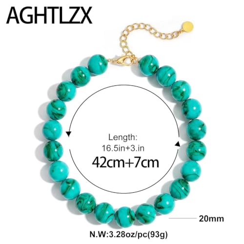 Chunky Beaded Necklace for Women, Colorful Trendy Statement Summer Jewelry Gift - color: necklace-15