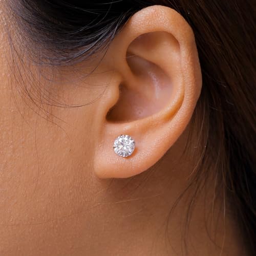 Titanium Earrings Push-in Threadless Flat Back Stud Earrings for Women Men, Cartilage Earring Hypoallergenic Cubic Zirconia Earrings Studs for Helix Tragus Piercing Jewelry - color: Gold-8mm