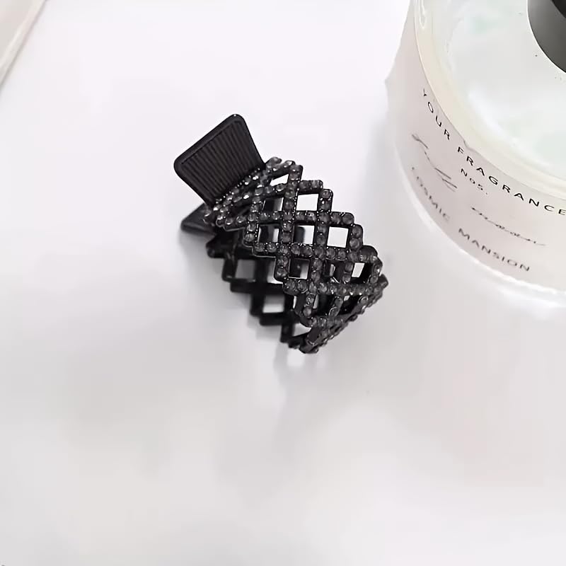 3-Piece Black Hollow Design Hair Tie Set - Star Cutout, Lattice & Rhinestone Styles, Perfect for Ponytails & Party Hairstyles