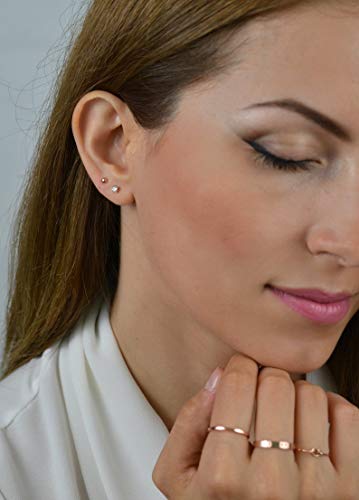 14K Gold Filled Polished Small CZ Pearl Ball Stud Earrings Set for Women Men 20G Surgical Steel Hypoallergenic Piercing Studs for Sensitive Ear, Pack of 6 Pairs - style: U : 3MM Gold Cubic Zirconia Studs Set