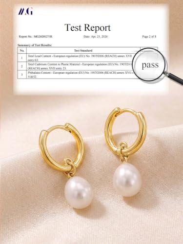 Pearl Drop Earrings 14K Gold Plated Dainty Bridesmaid Jewelry Gift - color: Gold-A