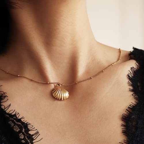 Jean Beau Dainty Pendant Necklaces for Women, Cute Chain Necklace Jewelry Gift - color: Shell