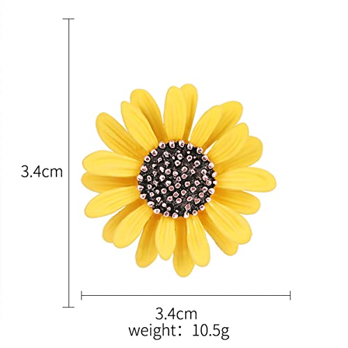 Multicolor Cute Daisy Flower Brooch Pins, Plant Sunflower Suit Lapel Pin,Pink Yellow White Sun Flower Dress Neckline Pin Enamel Charm Daisy Coat Collar Brooch for Women Girls Men Jewelry Gifts - color: F yellow