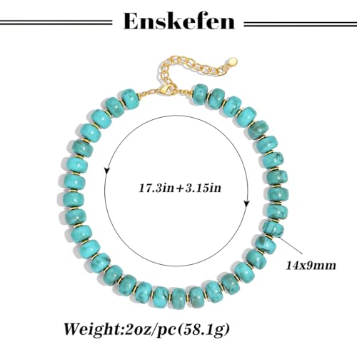 Chunky Beaded Necklace for Women Trendy Multicolor Resin Beads Choker Necklaces Boho Summer Statement Necklace Chunky Heart Jewelry - color: Bead necklace-turquoise