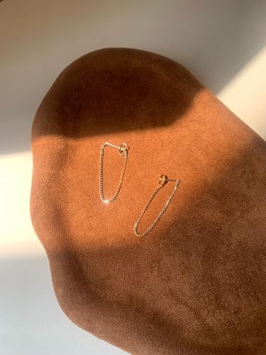 Tassel Earrings for Women Gold Plated Silver Chain Earrings Dainty Minimalist Dangle Drop Studs - color: A-Gold with One Chain