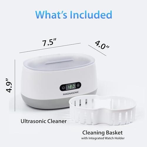 Magnasonic Ultrasonic Cleaner - 20oz Tank Ultrasonic Jewelry Cleaner & Ultrasonic Retainer Cleaner, Digital Timer, 5 Cleaning Modes for Glasses, Rings, Dentures, Tools, Aligners (UC22) - color: White, size: Ultrasonic Machine