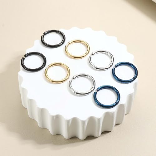 YADOCA 8 Pieces Clip On Earrings For Men Women Non-Piercing Fake Earrings Stainless Steel Clip On Hoop Earring Cool Earrings Ear Clips Set for Gifts - style: Multi-color: 16mm