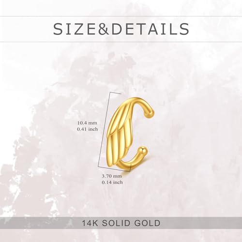 KECHO 14K Gold Ear Cuff Earrings Hypoallergenic Non Piercing Cartilage Earring Jewelry Gifts for Women - style: Angel Wing