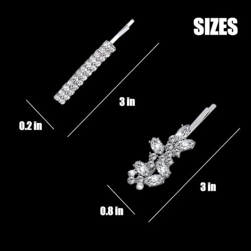 6 Pieces Delicate Rhinestone Bridal Hair Clip, Leaf Wedding Hairpin Bride Crystal Hair Clips, Elegant Bridal Hairpins, Hair Accessories for Women Girls (Classic Type)