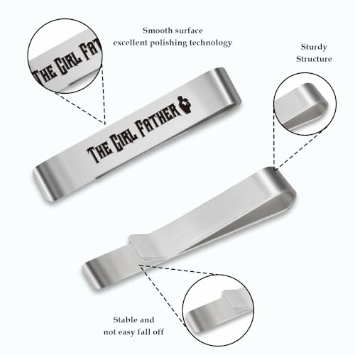 Girl Dad Gifts Girl Father New Dad Stainless Steel Tie Clip Pin Bar Birthday Gifts Christmas from Daughter Cool Stocking Stuffers Gift Valentines Day Fathers Day Gift Presents for Bonus Dads Stepdad