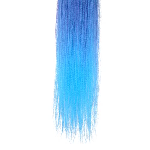 LyoRuSi Blue Gradient Braid Ponytail Extension 26'' Braid Hair Extensions | Ponytail Extension with Hair Tie Straight Sleek Wrap Around Braid Hair Extensions Ponytail Natural Soft Synthetic Hairpiece - color: Blue gradient#(Black/Blue/Light Blue), size: 2