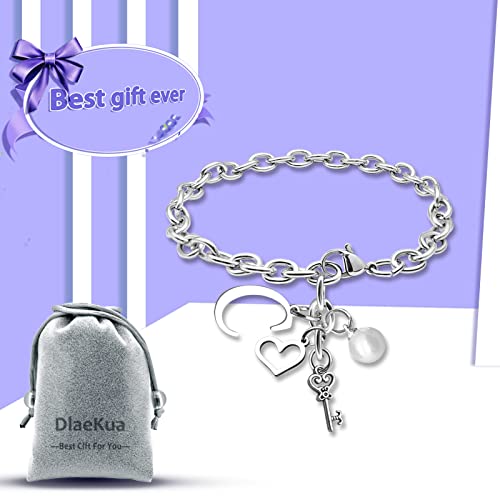 Initial A-Z Bracelets Gift for Women Girls Stainless Steel Chain Bracelet 26 Alphabet Jewelry Gifts for Birthday Anniversary Letter Bracelet Monogram Gifts for Sister Friend Girlfriends Mom 8.26 Inch - color: C