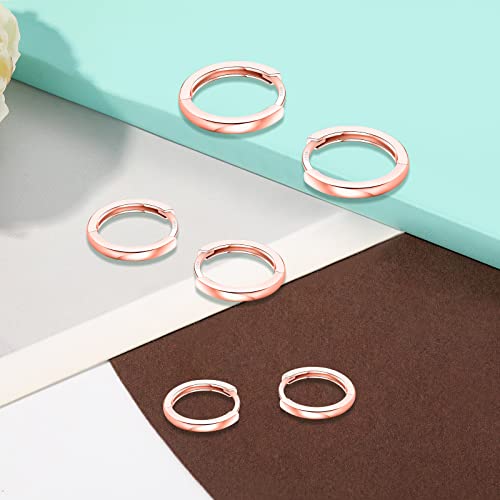 3 Pairs 925 Sterling Silver Hoop Earrings 14K White Gold Plated Small Silver Hoops Cartilage Huggie Earrings for Women Men - color: E-Rose Gold 8/10/12mm