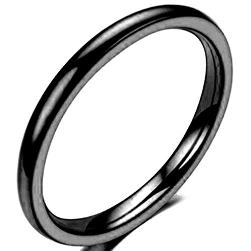 Jude Jewelers 1.5mm Stainless Steel Classical Plain Stackable Wedding Band Ring - color: Black