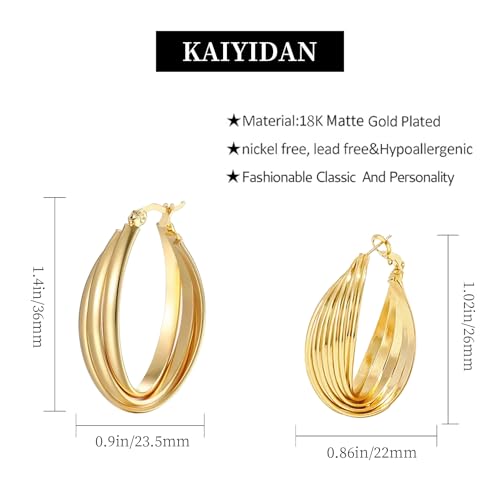 2 Pairs Gold/Silver Hoop Earrings For Women Set Trendy,14K Plated Gold Chunky Huggie Hoop Earings Pack,Oval Twisted Statement Silver Hoops,Fashion Jewelry Gift - color: 8) twist oval hoop