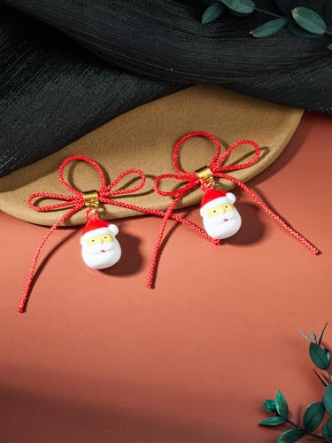 DJCIW 2Pcs Non-Piercing Nipple Jewelry, Adjustable Christmas Fake Nipple Rings with Bow Drawstring, Featuring Bell, Snowman, and Heart Pendant Charms, Adjustable and Comfortable for Women Men - color: style 2