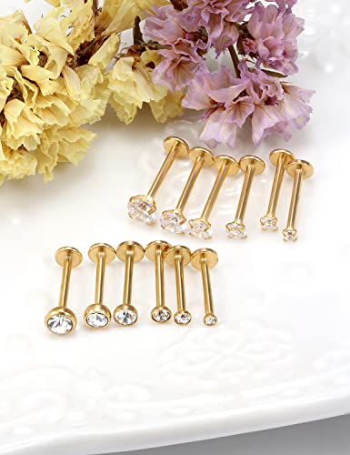 16G Lip Rings Stainless Steel Tragus Helix Conch Piercing Jewelry Snake Bite Piercing Monroe Lip Rings Labret Medusa Cartilage Lobe Earrings Piercing Jewelry CZ 2MM 2.5MM 3MM 3.5MM 4MM 4.5MM - color: 10MM-Gold,2mm/2.5mm/3mm/3.5mm/4mm/4.5mm