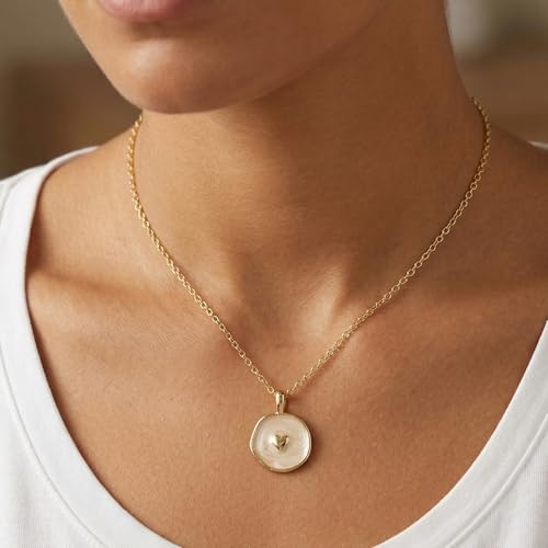 Dainty Necklace Initial Necklace For Women Round Moon star Clover Pendant Chain Coin Necklaces - color: Q