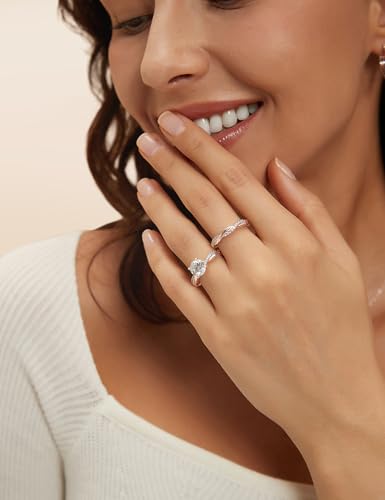 Mameloly 1.5ct Engagement Rings for Women Round Bridal Ring Sets Cubic Zirconia Wedding Band Twisting Infinity Pave Set Size 3-12 - color: Rose Gold Plated