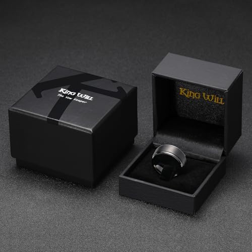 King Will Classic Tungsten Wedding Band for Men, 6/7/8/9/10mm Widths, Polished Finish Step Edge Matte Rings Comfort Fit - color: D-gunmetal 10mm
