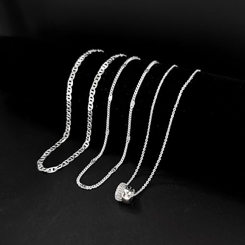OGD Layered CZ Rondelle Pendant Necklaces for Women, 14K Gold Plated Trendy Mariner Chain Dainty Circle Rondelle Pendant Choker Necklace for Women Two-Toned Cubic Zirconia Gold Necklace - color: Silver Rondelle Layered-3PCS